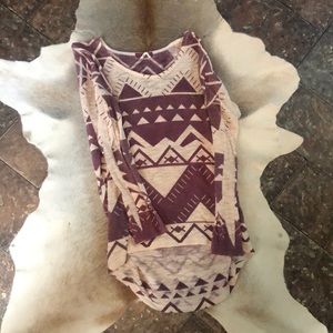 Maroon and Cream Aztec sweater